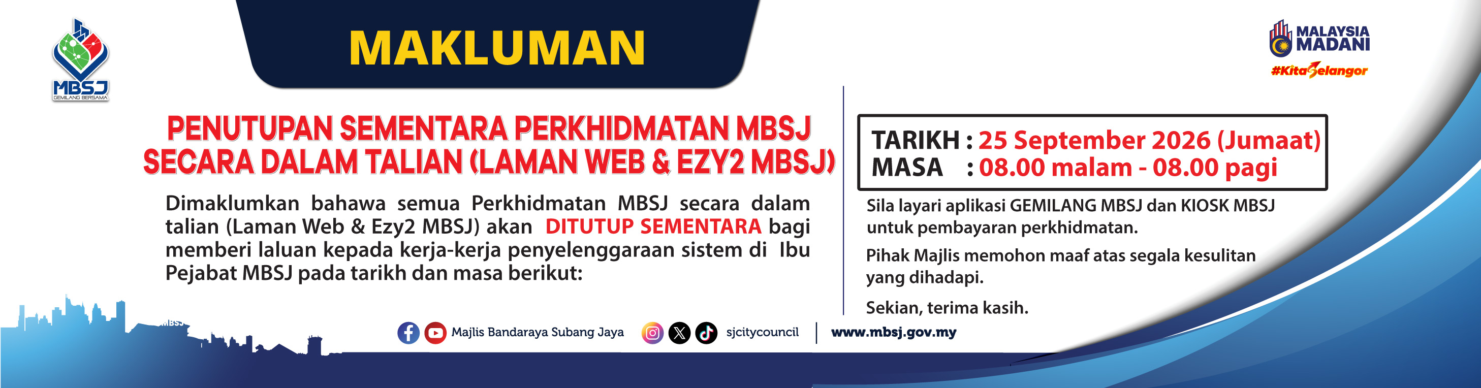 MAKLUMAN HEBAHAN WARGA MBSJ MAKLUMAN HEBAHAN WARGA MBSJ