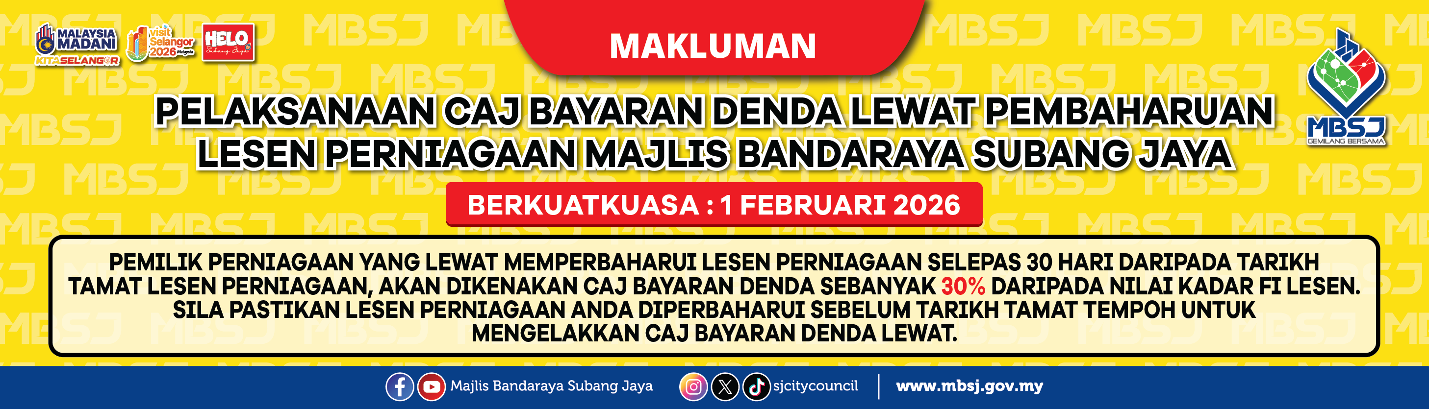 MAKLUMAN SERTA PERHATIAN WARGA MBSJ